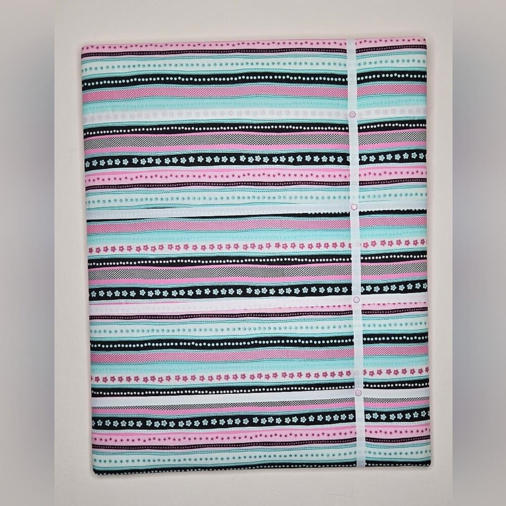 NWOT French Memo Message Board - Flowers & Stripes 16x20in